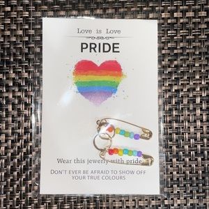 NWT- LGBT Love is Love- Pride-  Safety Pin Decor Earrings